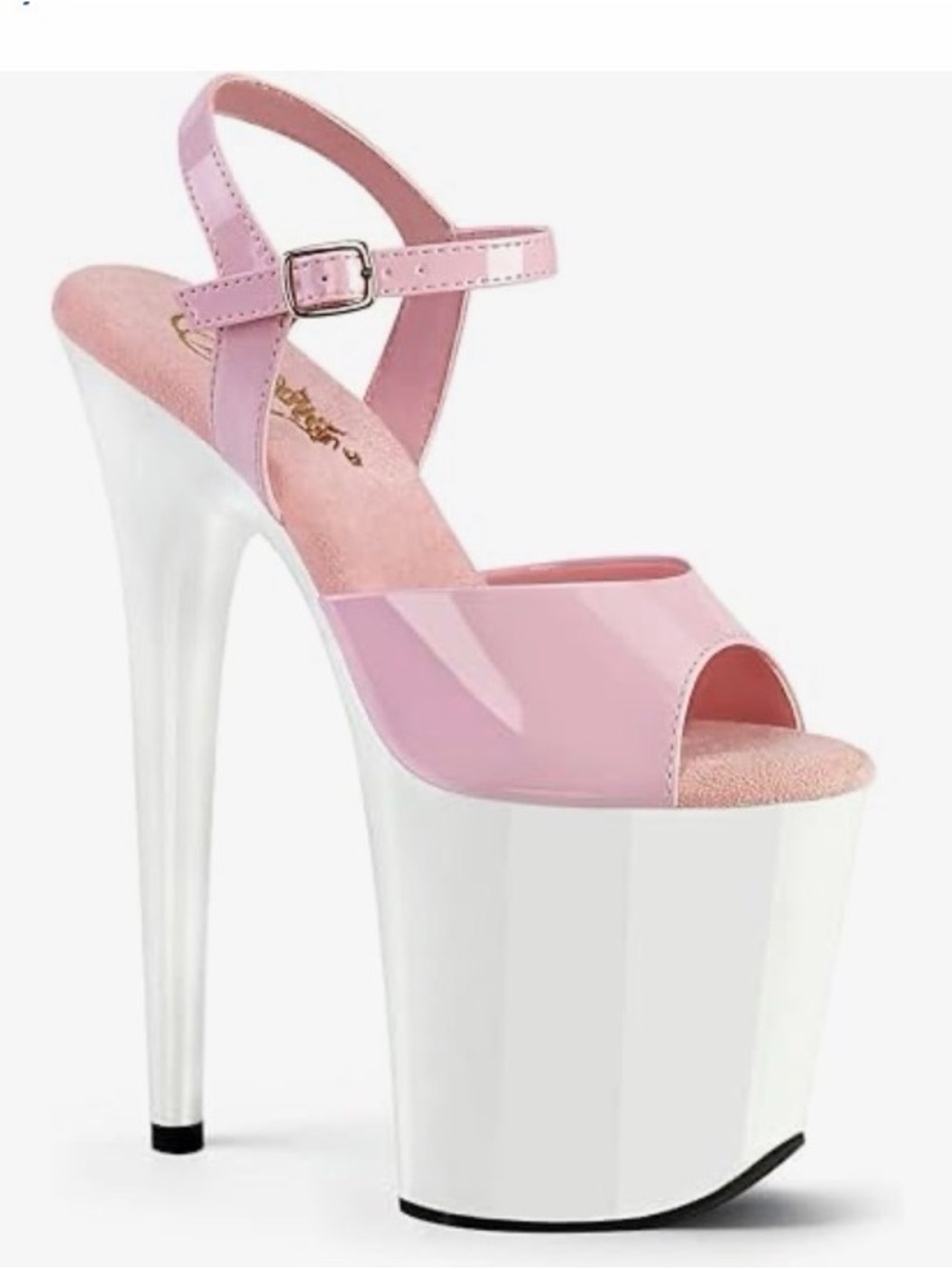 BN Pleaser heels Flamingo baby pink and white Platform Peep-Toe High Heels size